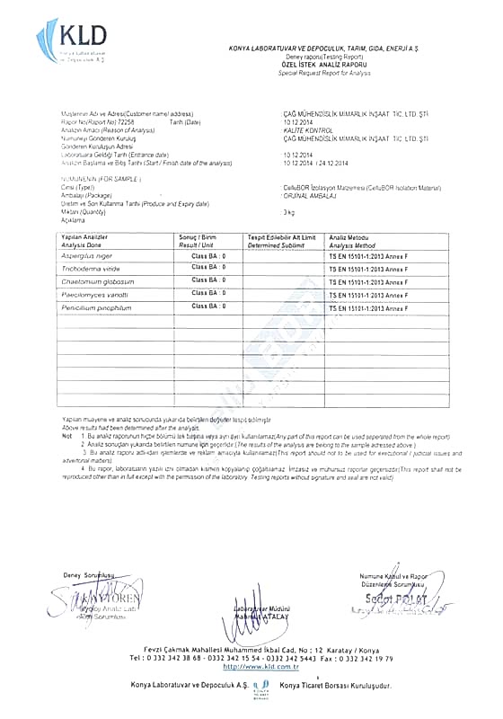 Bacteria & Fungus Test Result
